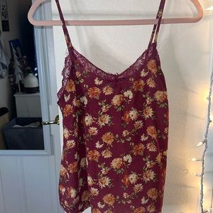 Large, Floral Design with Lace Tank Top M/L